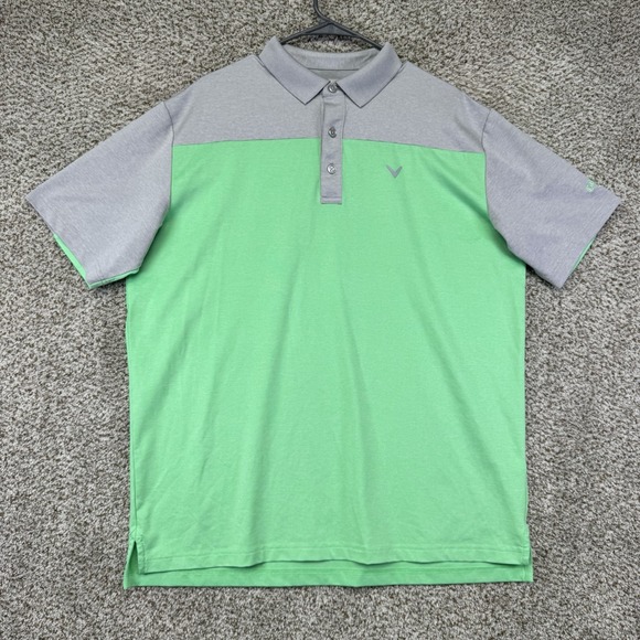 Callaway Other - Callaway Polo Shirt Men's Large Opti-Dri Green‎ Gray Color Block Golf Stretch